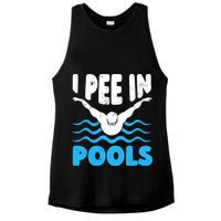 I Pee In Pools Funny Swimmer Swimming Coach Player Graphic Ladies PosiCharge Tri-Blend Wicking Tank