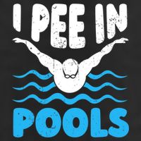 I Pee In Pools Funny Swimmer Swimming Coach Player Graphic 7 Panel Mesh Trucker Snapback Hat