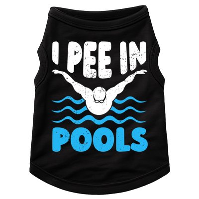 I Pee In Pools Funny Swimmer Swimming Coach Player Graphic Doggie Tank
