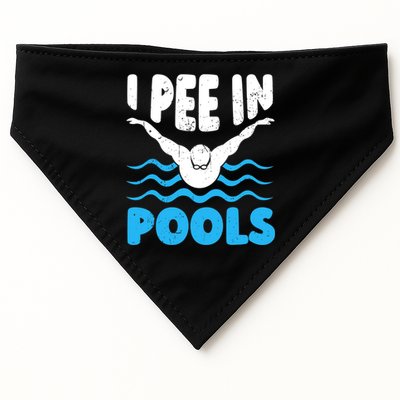 I Pee In Pools Funny Swimmer Swimming Coach Player Graphic USA-Made Doggie Bandana