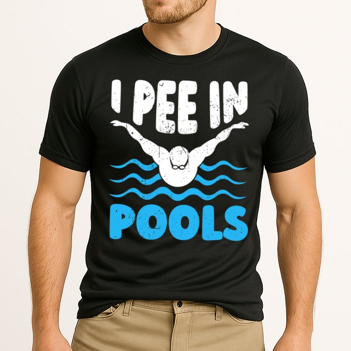 I Pee In Pools Funny Swimmer Swimming Coach Player Graphic Performance Shirt