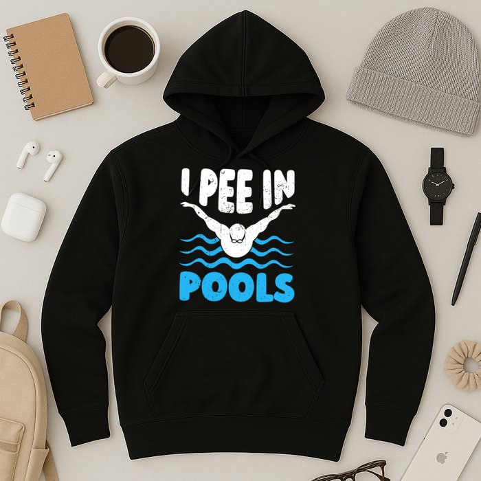 I Pee In Pools Funny Swimmer Swimming Coach Player Graphic Hoodie