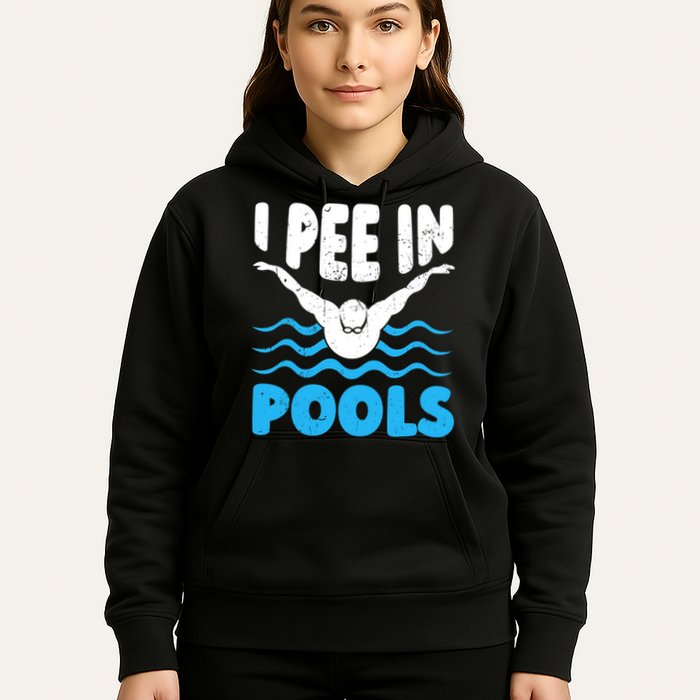 I Pee In Pools Funny Swimmer Swimming Coach Player Graphic Hoodie