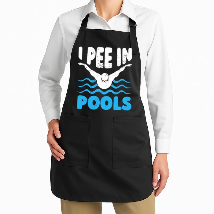 I Pee In Pools Funny Swimmer Swimming Coach Player Graphic Apron