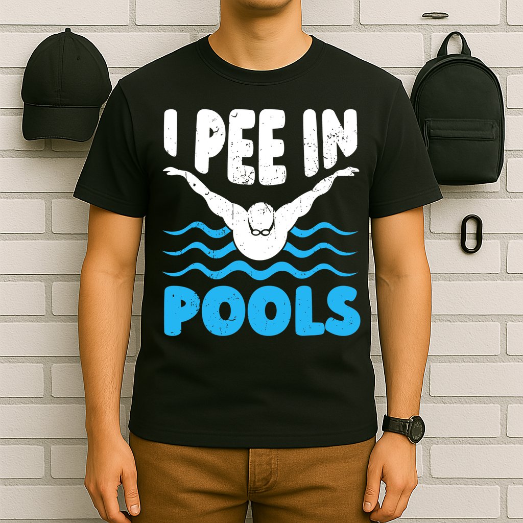 I Pee In Pools Funny Swimmer Swimming Coach Player Graphic T-Shirt