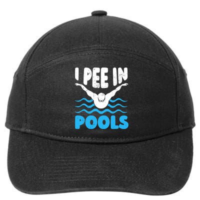 I Pee In Pools Funny Swimmer Swimming Coach Player Graphic 7-Panel Snapback Hat