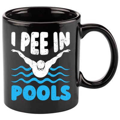 I Pee In Pools Funny Swimmer Swimming Coach Player Graphic 11oz C Handle Ceramic Mug