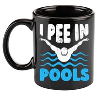 I Pee In Pools Funny Swimmer Swimming Coach Player Graphic 11oz C Handle Ceramic Mug