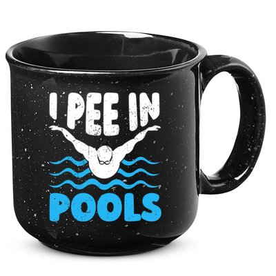I Pee In Pools Funny Swimmer Swimming Coach Player Graphic 15oz Campfire Ceramic Mug