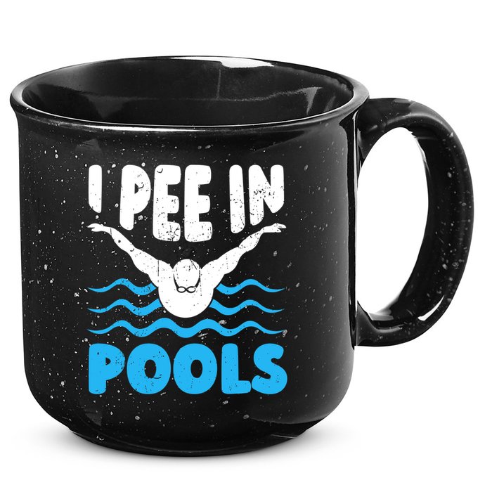 I Pee In Pools Funny Swimmer Swimming Coach Player Graphic 15oz Campfire Ceramic Mug
