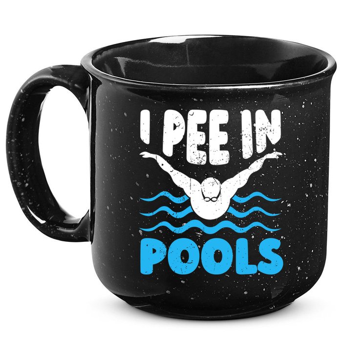 I Pee In Pools Funny Swimmer Swimming Coach Player Graphic 15oz Campfire Ceramic Mug