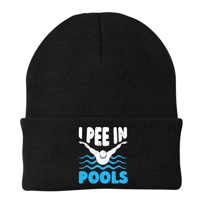 I Pee In Pools Funny Swimmer Swimming Coach Player Graphic Beanie