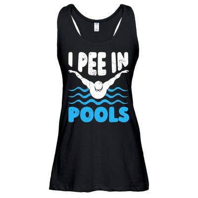 I Pee In Pools Funny Swimmer Swimming Coach Player Graphic Ladies Essential Flowy Tank