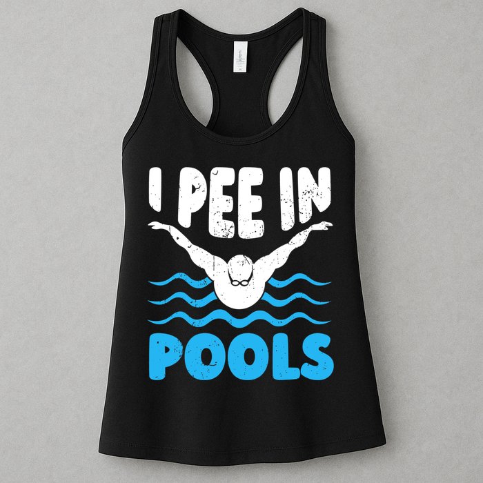 I Pee In Pools Funny Swimmer Swimming Coach Player Graphic Womens Tank Top