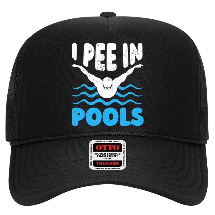 I Pee In Pools Funny Swimmer Swimming Coach Player Graphic Trucker Hat
