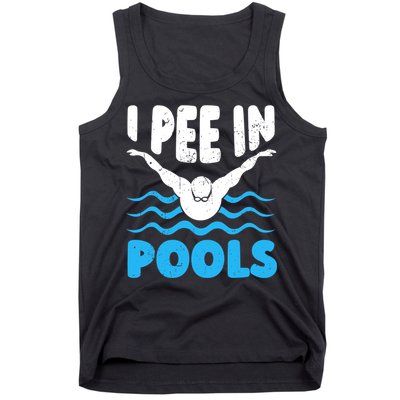 I Pee In Pools Funny Swimmer Swimming Coach Player Graphic Tank Top