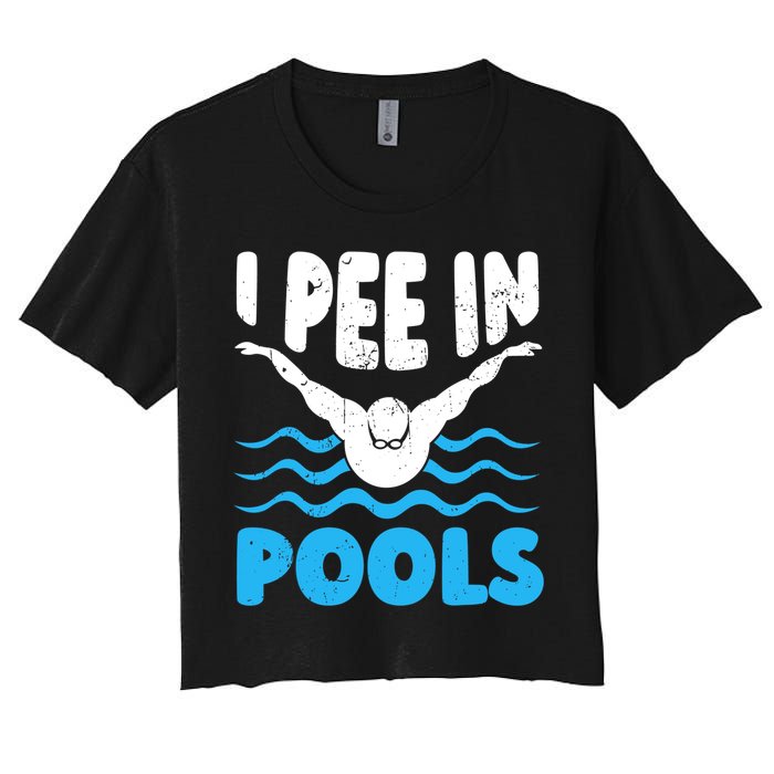 I Pee In Pools Funny Swimmer Swimming Coach Player Graphic Crop Top