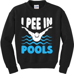 I Pee In Pools Funny Swimmer Swimming Coach Player Graphic Kids Sweatshirt