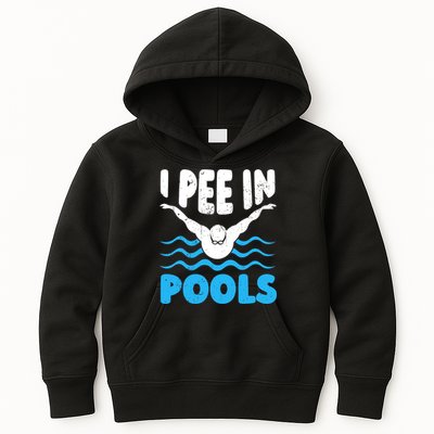 I Pee In Pools Funny Swimmer Swimming Coach Player Graphic Kids Hoodie