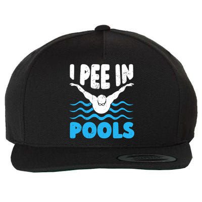 I Pee In Pools Funny Swimmer Swimming Coach Player Graphic Wool Snapback Cap