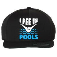 I Pee In Pools Funny Swimmer Swimming Coach Player Graphic Wool Snapback Cap