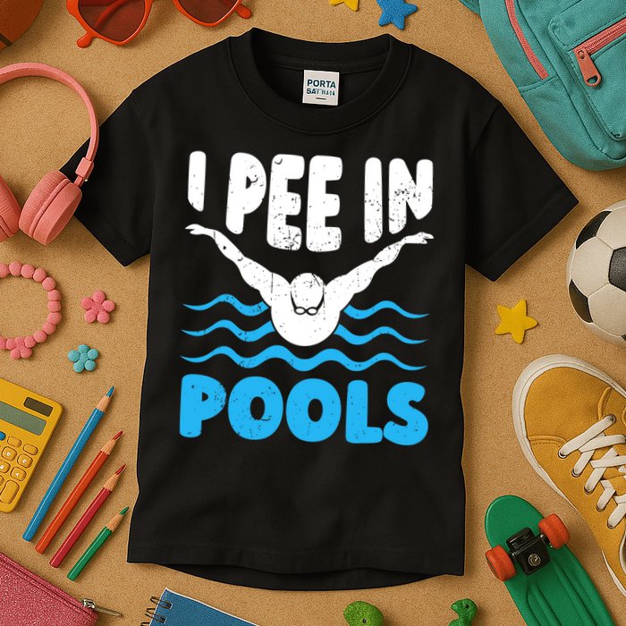 I Pee In Pools Funny Swimmer Swimming Coach Player Graphic Kids T-Shirt