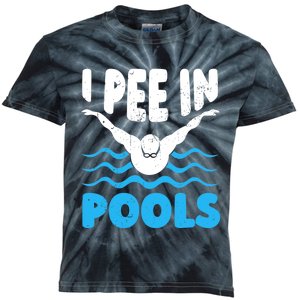 I Pee In Pools Funny Swimmer Swimming Coach Player Graphic Kids Tie-Dye T-Shirt