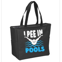 I Pee In Pools Funny Swimmer Swimming Coach Player Graphic Zip Tote Bag