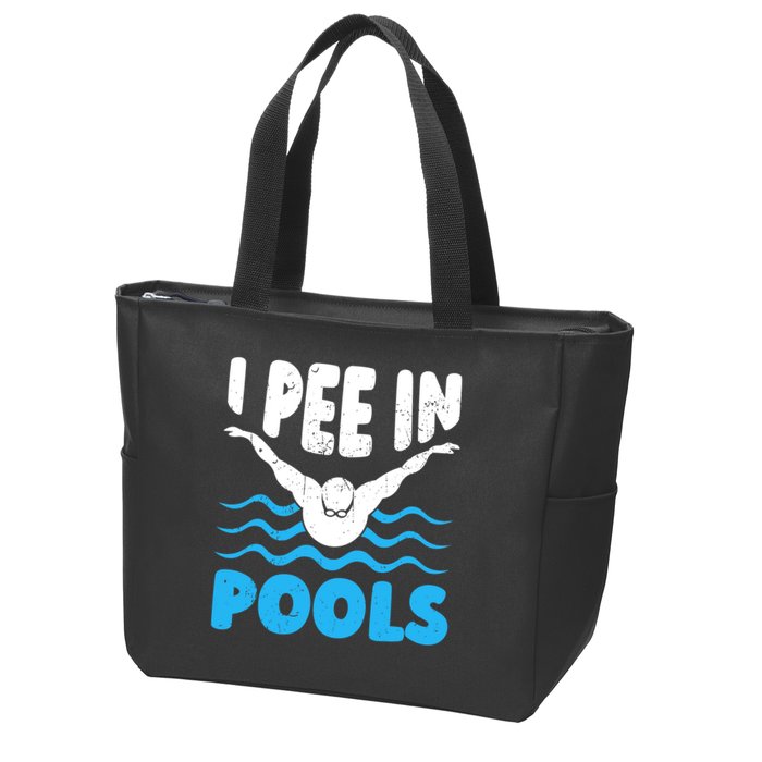 I Pee In Pools Funny Swimmer Swimming Coach Player Graphic Zip Tote Bag