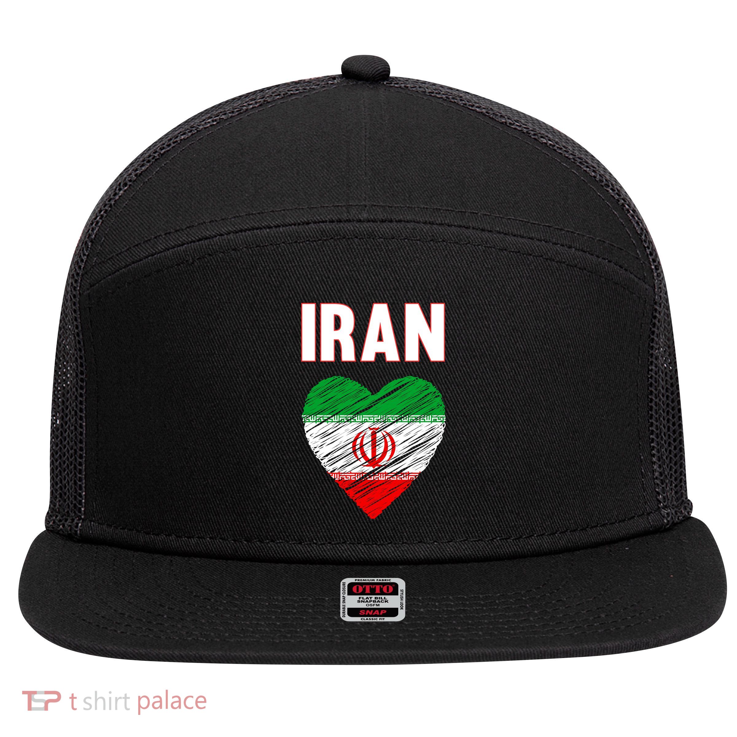 Iranian Pride Iran Flag Nowruz  7 Panel Mesh Trucker Snapback Hat