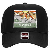 Island Park Idaho Mountains Sunshine Id Trip Souvenir High Crown Mesh Back Trucker Hat