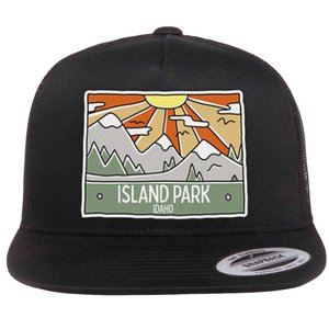 Island Park Idaho Mountains Sunshine Id Trip Souvenir Flat Bill Trucker Hat