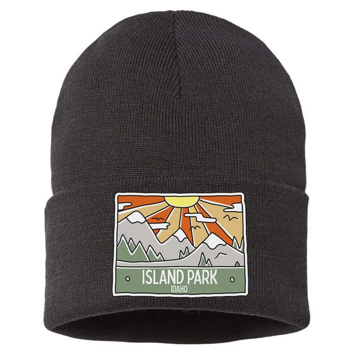 Island Park Idaho Mountains Sunshine Id Trip Souvenir Sustainable Knit Beanie