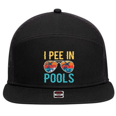 I Pee In Pools Funny Jokes Sarcastic Sayings 7 Panel Mesh Trucker Snapback Hat