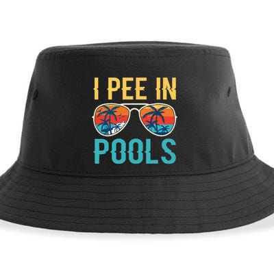 I Pee In Pools Funny Jokes Sarcastic Sayings Sustainable Bucket Hat