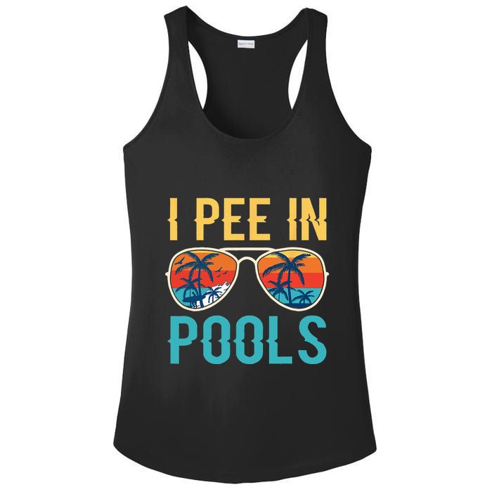 I Pee In Pools Funny Jokes Sarcastic Sayings Ladies PosiCharge Competitor Racerback Tank