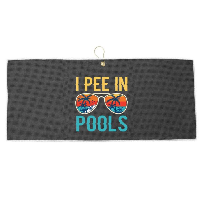 I Pee In Pools Funny Jokes Sarcastic Sayings Large Microfiber Waffle Golf Towel
