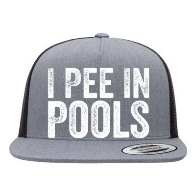 I Pee In Pools Funny Flat Bill Trucker Hat