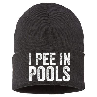 I Pee In Pools Funny Sustainable Knit Beanie