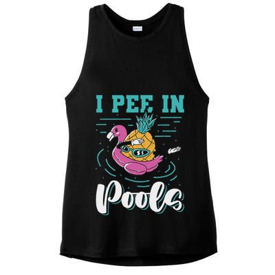 I Pee In Pools Swimming Joke Peeing In Public Pools Ladies PosiCharge Tri-Blend Wicking Tank