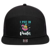 I Pee In Pools Swimming Joke Peeing In Public Pools 7 Panel Mesh Trucker Snapback Hat
