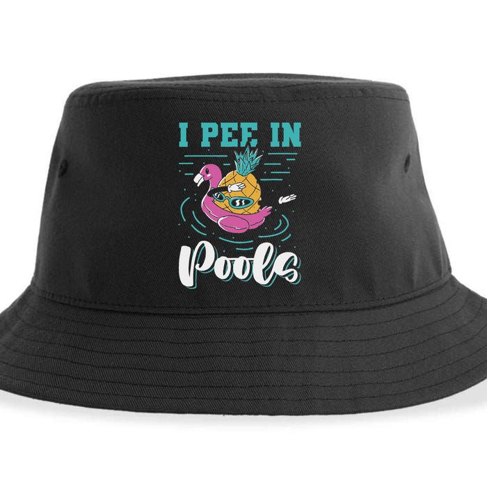 I Pee In Pools Swimming Joke Peeing In Public Pools Sustainable Bucket Hat