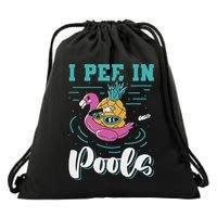 I Pee In Pools Swimming Joke Peeing In Public Pools Drawstring Bag
