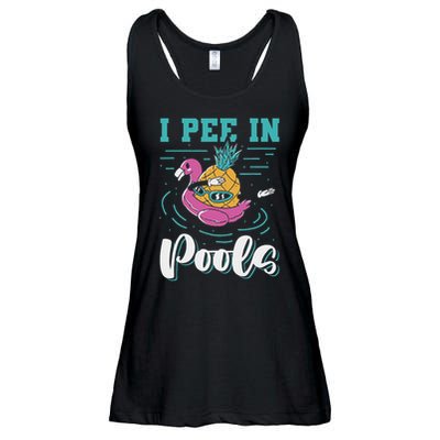 I Pee In Pools Swimming Joke Peeing In Public Pools Ladies Essential Flowy Tank