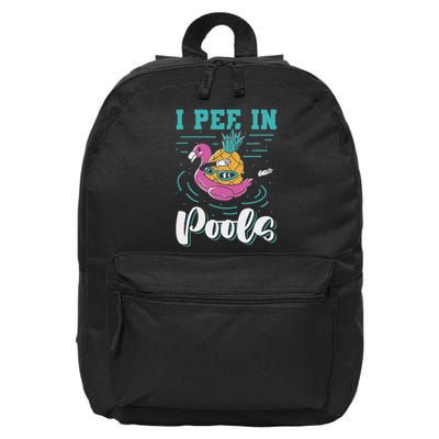 I Pee In Pools Swimming Joke Peeing In Public Pools 16 in Basic Backpack
