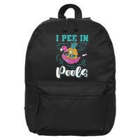 I Pee In Pools Swimming Joke Peeing In Public Pools 16 in Basic Backpack