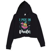I Pee In Pools Swimming Joke Peeing In Public Pools Crop Fleece Hoodie