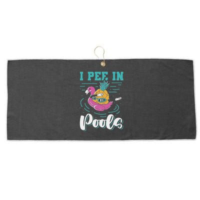 I Pee In Pools Swimming Joke Peeing In Public Pools Large Microfiber Waffle Golf Towel