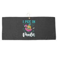 I Pee In Pools Swimming Joke Peeing In Public Pools Large Microfiber Waffle Golf Towel