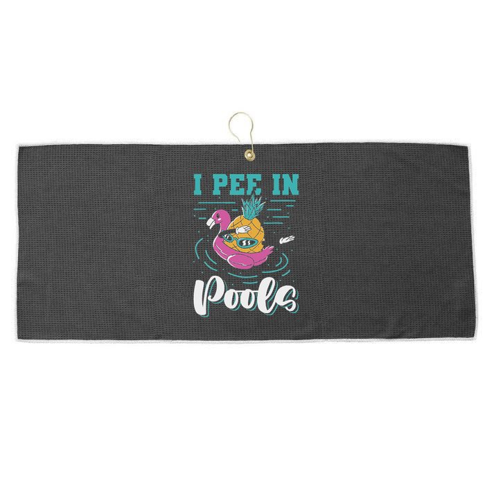 I Pee In Pools Swimming Joke Peeing In Public Pools Large Microfiber Waffle Golf Towel